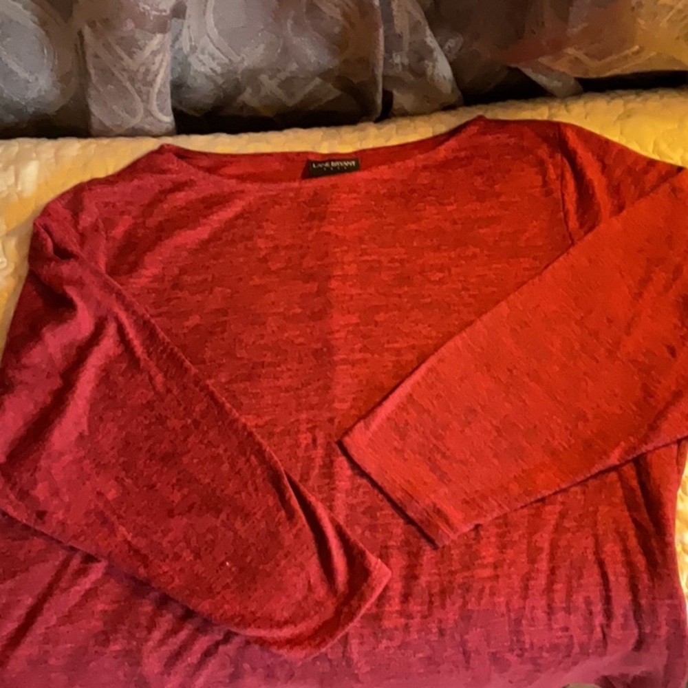 Lane Bryant light weight 3/4 sleeve maroon and black sweater size 22/24
